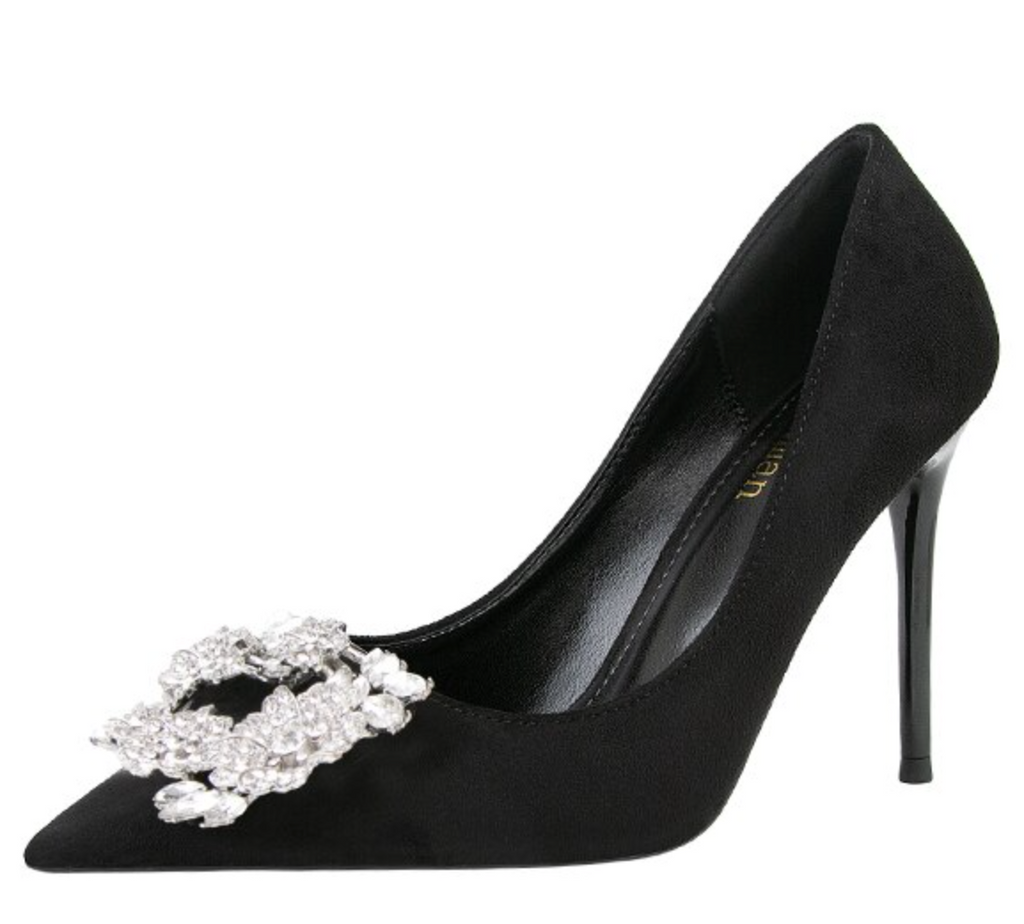 CRYSTAL BROOCH PUMPS