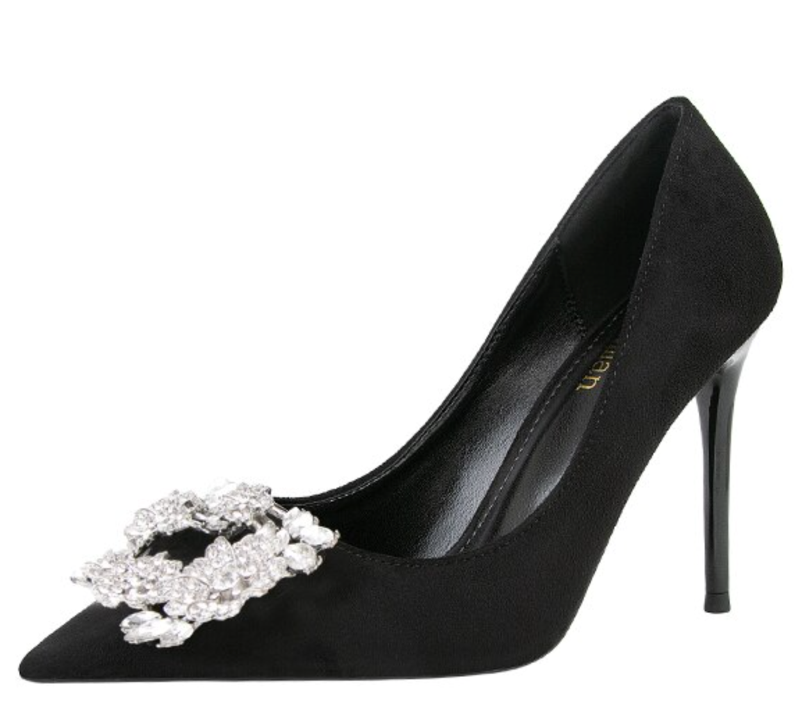CRYSTAL BROOCH PUMPS