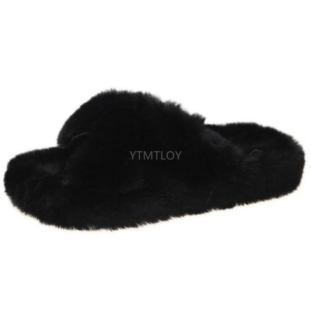 FAUX FUR CHUNKY SLIPPERS