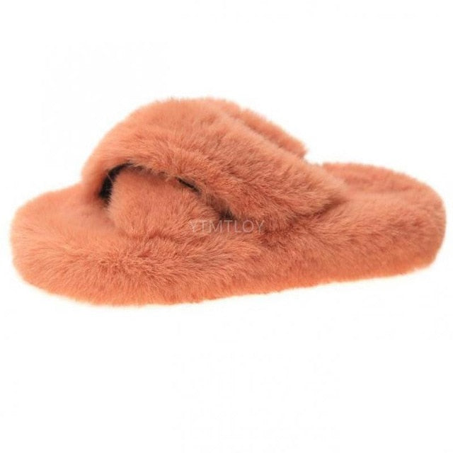 FAUX FUR CHUNKY SLIPPERS