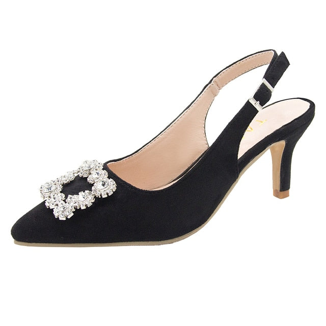 CRYSTAL BROOCH SLINGBACKS