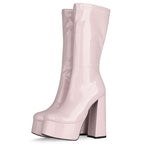 PLATFORM CALF HIGH BOOTS