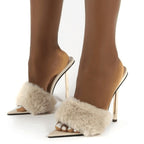 FAUX FUR STRAP STILLETOS