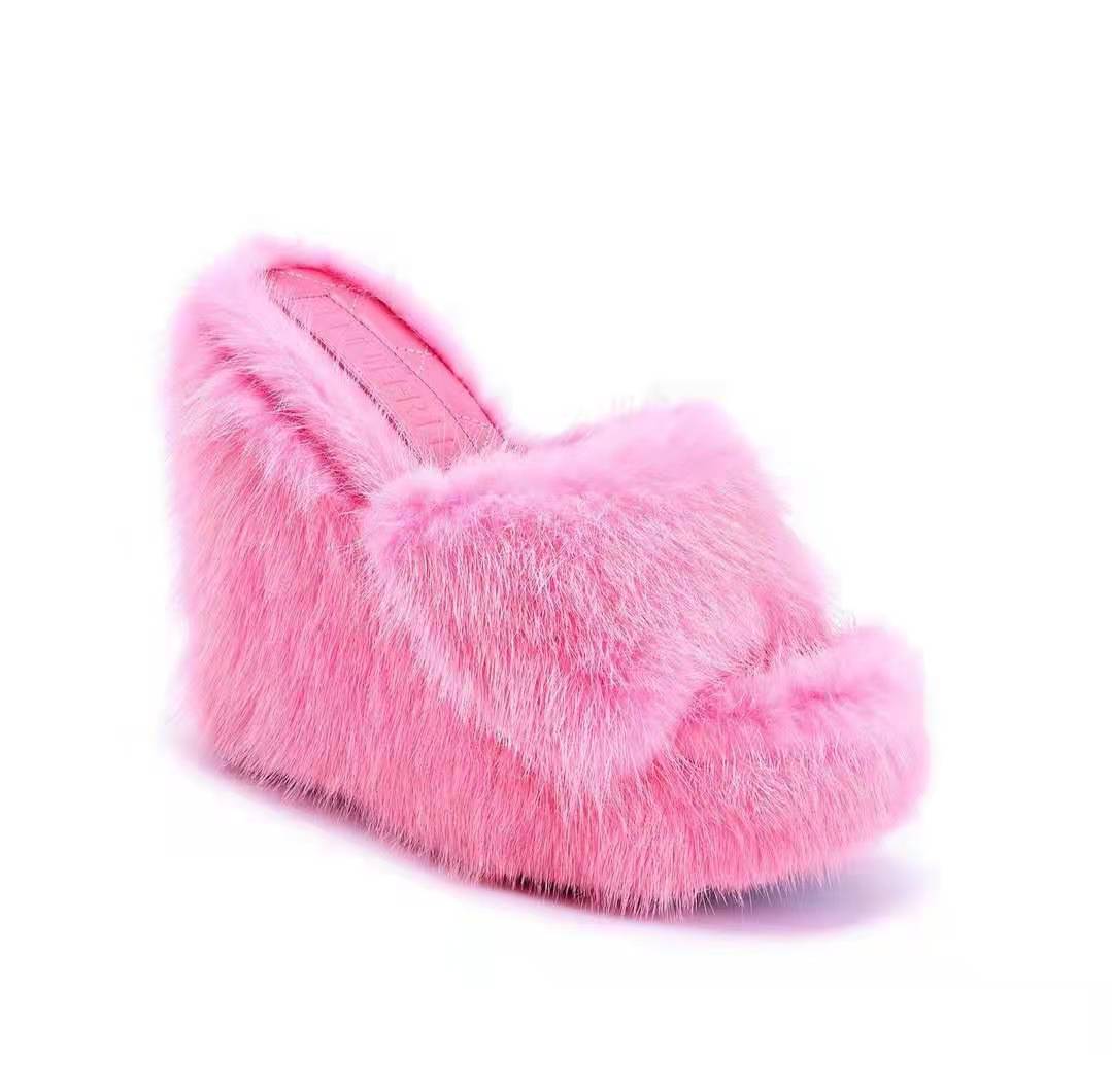 FUR OPEN-TOE PLATFORM SLIDES