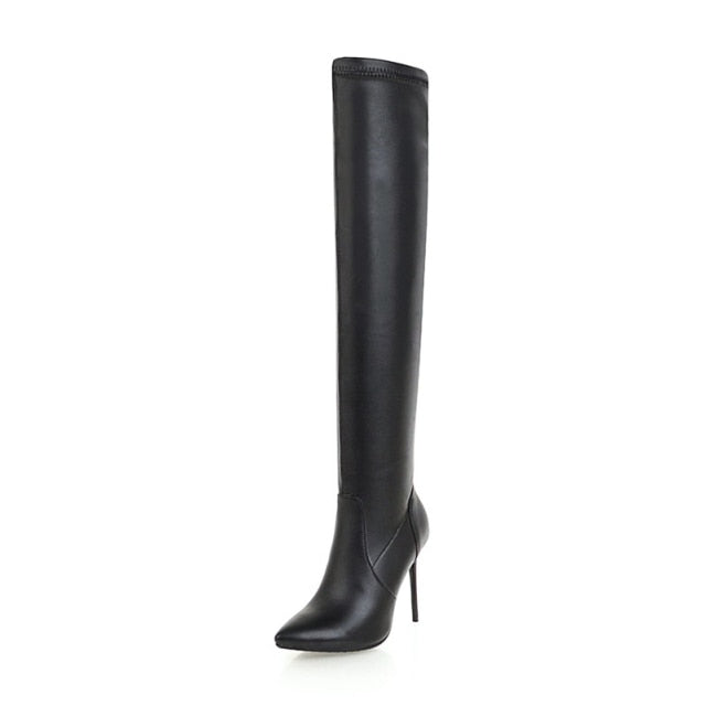 FAUX LEATHER OVER-THE-KNEE BOOTS