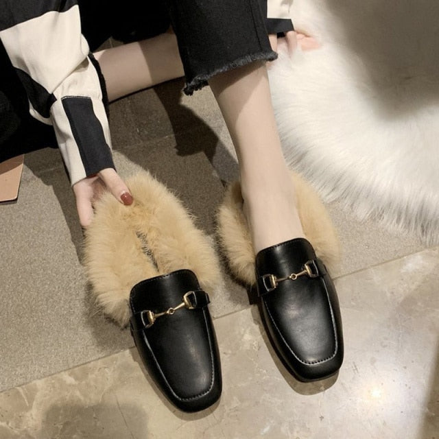 FAUX FUR MULES