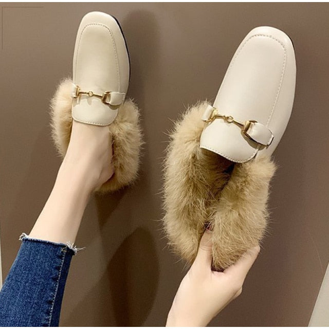 FAUX FUR MULES