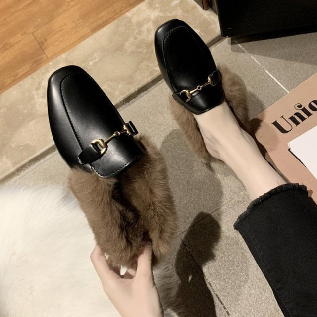 FAUX FUR MULES