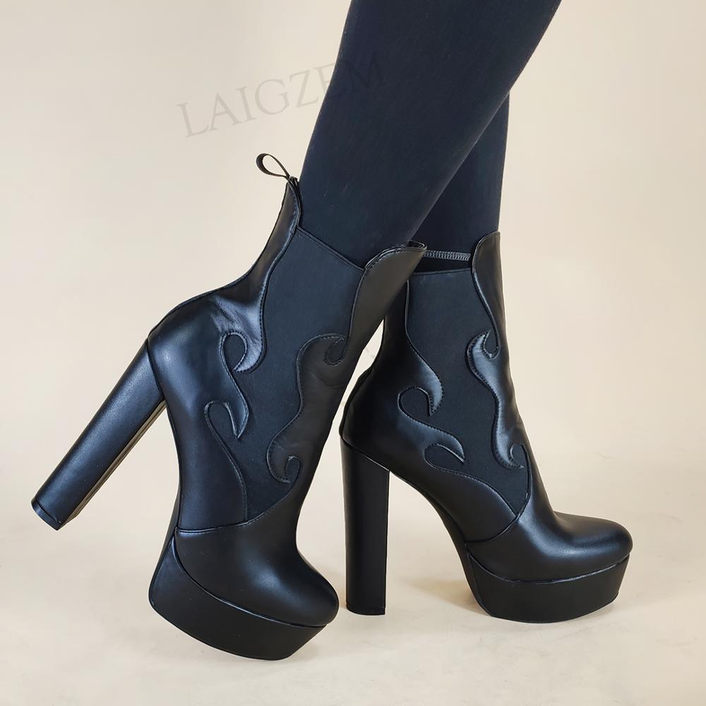 BLACK CUT-OUT PLATFORM BOOTIES